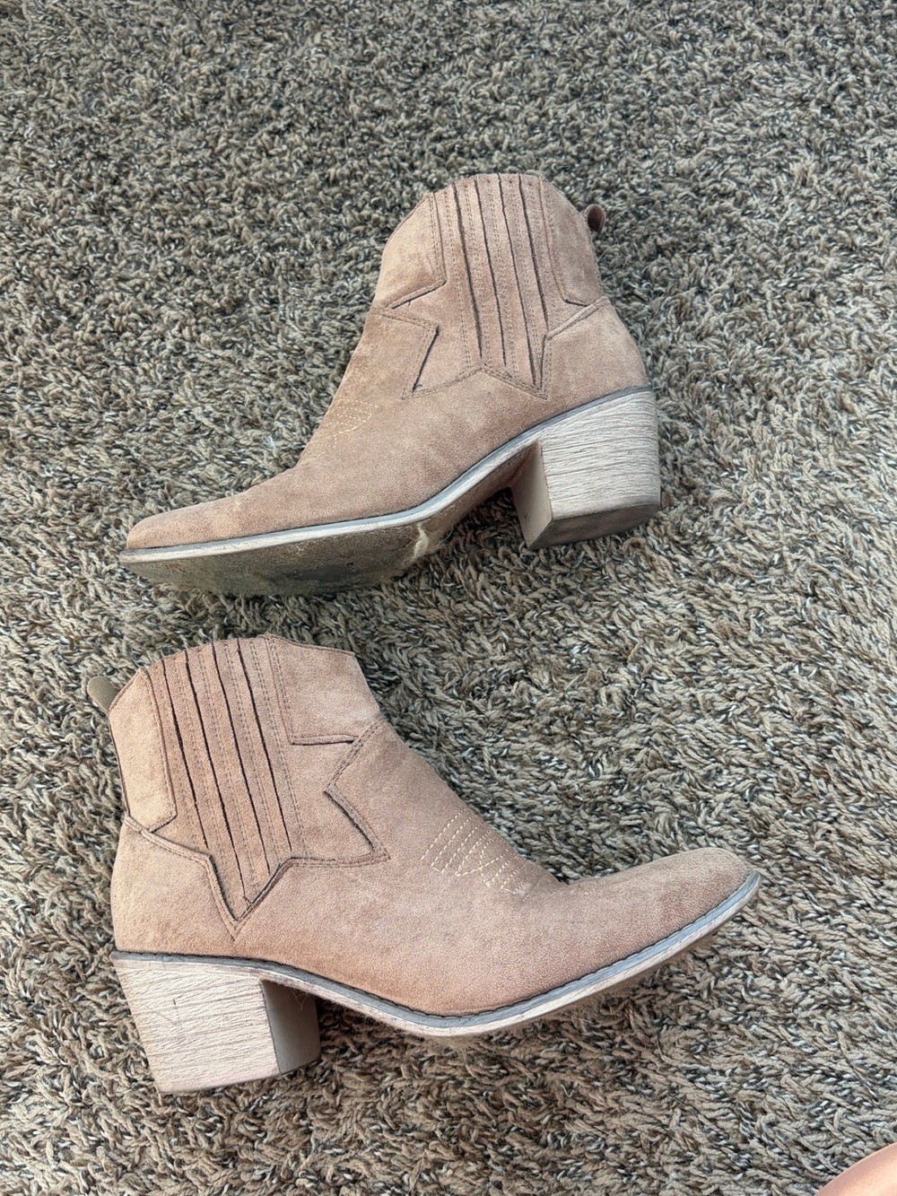 Women's Suede Ankle Cowboy Boots - Taupe